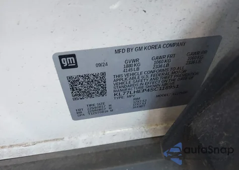 2025 Chevrolet Trax Fwd Lt from USA, damaged, VIN KL77LHEP4SC118951